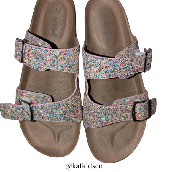 Cat & Jack Girls Glitter Buckle Sandals – Size 4 - Picture 2 of 13